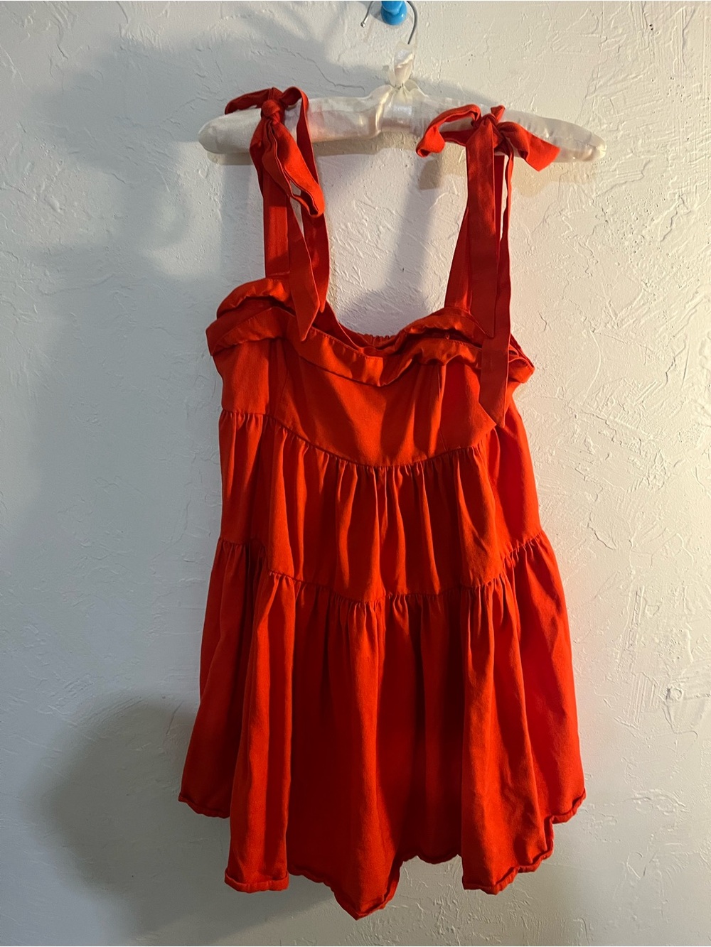 Red Tiered Sundress with Tie Straps